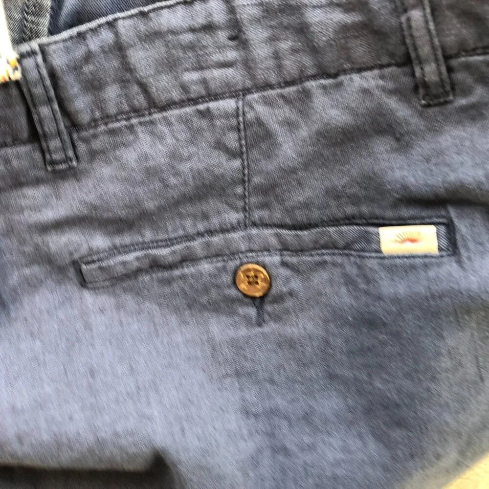 Faherty Mens Shorts Size 40 Chino Casual Linen Blend Relaxed Drawcord Blue